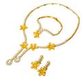 Hot Sale Retro Trendy Accessory New Slub Necklace Flower Plated Set Inlay Goose Egg Shape Cubic Zirconia Bead Gem Set