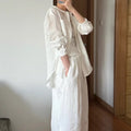 Summer Old Money Fashion Linen Sun-Protection Wide Leg Pants + Shirt Set