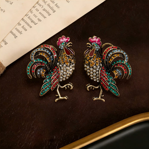 Vintage Colorful Crystal Public Drop Imperial Breeze Western Retro Earrings Rhinestone Fashionable Personality Stud