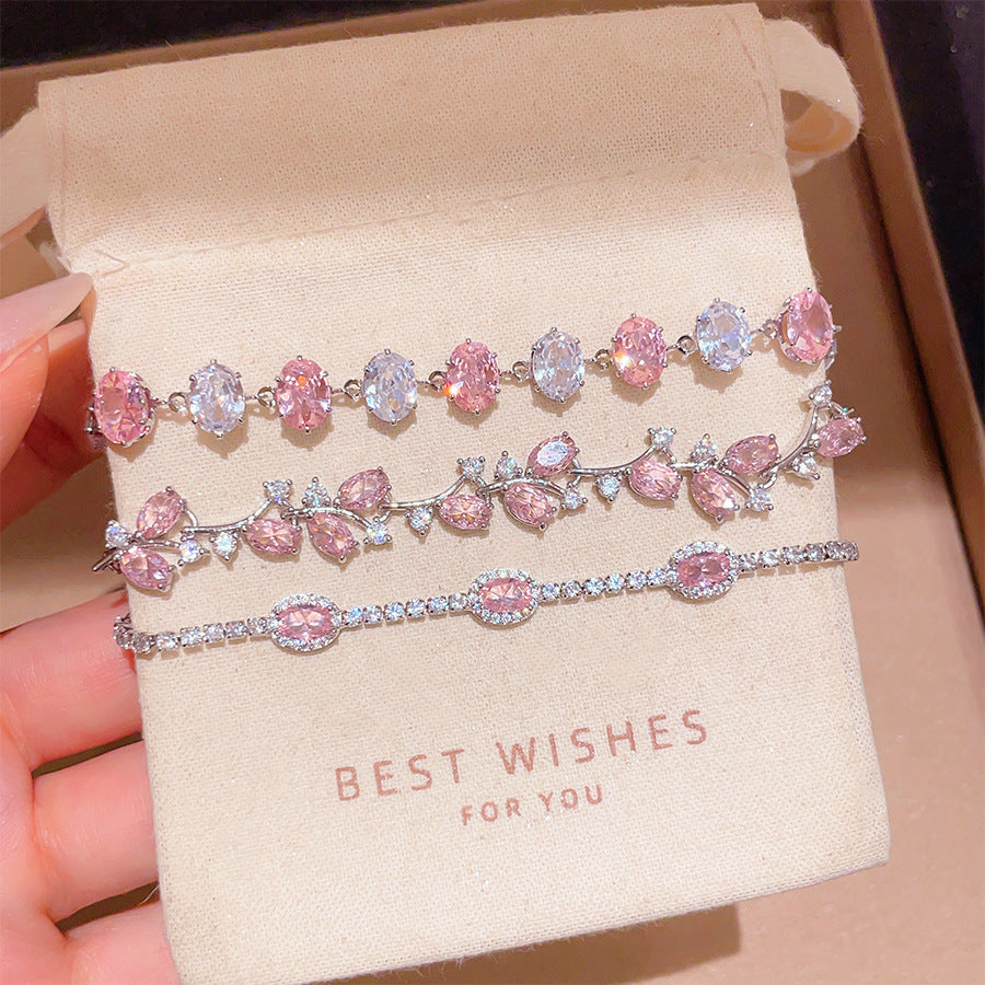 Sparkling Zircon Flower Clasp Bracelet - view 4