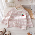 Girls' Striped Strawberry Print Long Sleeve T-Shirt