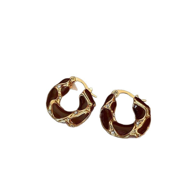 Tiger's Eye Huggie Hoop Earrings - view 5