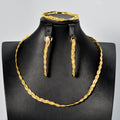 Western Fashionable Simple Versatile Woven Twist Necklace Bracelet Set Earrings 3-Piece Set Copper Gold Plated Overseas Wholesale