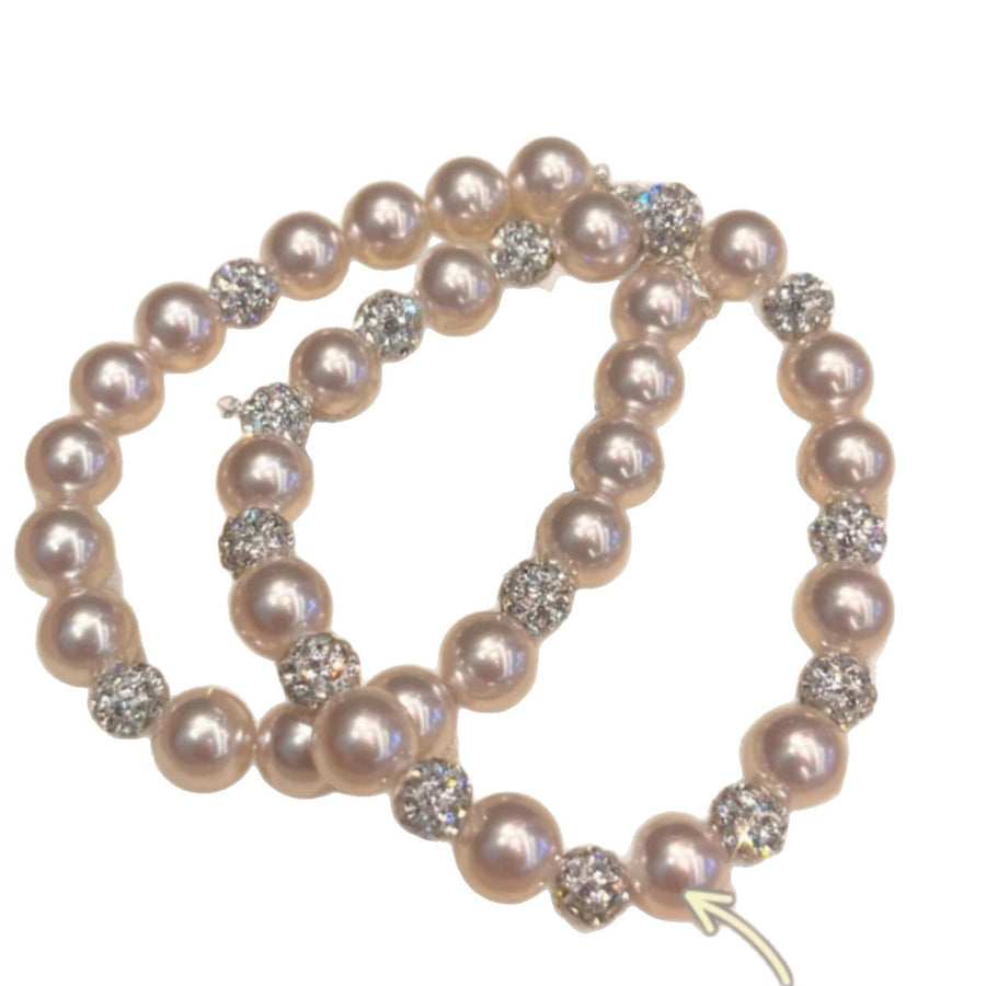 French Rose Pearl and Rhinestone Beaded Bracelet - view 5