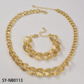 American Casual Classic Return Pattern Cutout Greece Return Pattern Figaro Change Fit Chain Necklace Bracelet Set