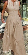 Women's Office Fashion Sleeveless High Waist Fitted Dress + Long Skirt 2026 - Green