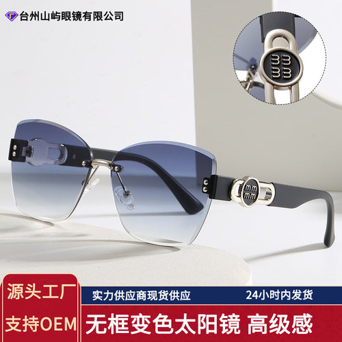 2026 New Overseas Women Sunglasses Rimless Photochromic Men Fashionable Glasses sunglasses Trendy Light Luxury