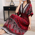 Women's Chinese French Short Sleeve V-Neck Printed Dress + Skirt 2026 - 1-1#