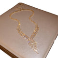 French Imperial Breeze Cubic Zirconia Geometric Fringe Stud Earring Necklace Set Fashionable Clavicle Chain Light Luxury Premium Necklace Women