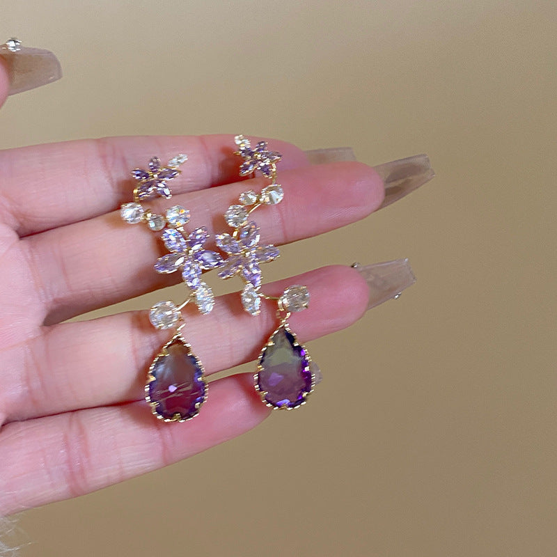 Sparkling Rhinestone Bow Drop Earrings - view 10
