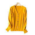 Women's Fall Artistic Fashion Knit Wool Long Sleeve V-Neck Loose Sweater + Cardigan + - Blue