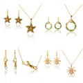 Overseas Bestseller Western Designer Style Fashionable High-End Cubic Zirconia Gold-Plated Earrings Pendant Jewelry Set Fashionable Versatile