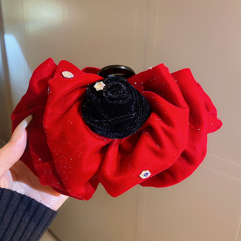 Red Bow Pearl Flower Hair Clip - view 10