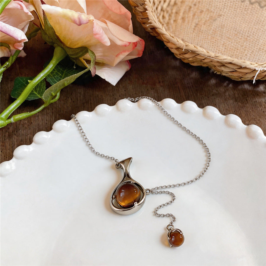Maillard Brown Oval Pendant Necklace - view 6