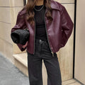 Women's Fall-Winter Fashion Loose Jacket + Coat 2026 | Trendy Jacket - Wine Red