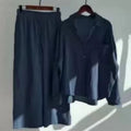 Fall-Winter Artistic Retro Plus Size Linen Cotton High Waist Loose Shirt + Pants 2-Piece Set
