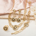 Overseas Export Western 18K Retro Portrait Cutout Chain Necklace Bracelet Set Earrings Ring Middle East Women Set