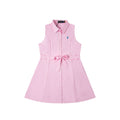 Ralph Style Small Logo Embroidered Sleeveless Collar Dress