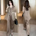 Summer Casual Fashion Sun-Protection Wide Leg Pants + Shirt 3-Piece Set