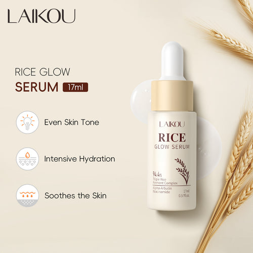 跨境新品LAIKOU大米精华液17ml补水保湿FDA护肤品rice serum厂家