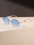 Rimless Beveled Sunglasses UV-Proof Trendy New Import Fashionable Influencer Style Personality Premium Sunglasses