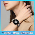For Samsung Bracelet 20mm / 22mm Large Cord Flower Print Hair Tie Fashionable Personality Samsung Smart Watch With