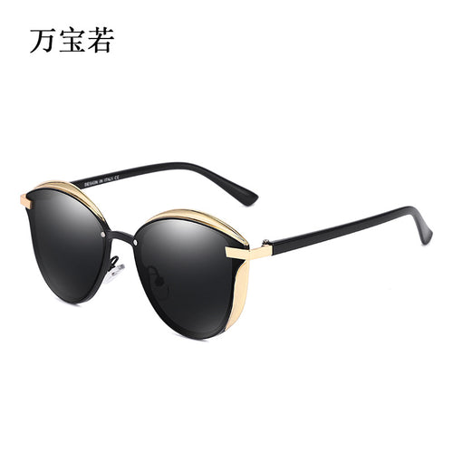 Overseas UV-Proof Polarized Sunglasses Women Face-Slimming sunglass Glasses Premium Round Cat-Eye Sunglasses