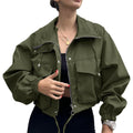 Women's Fall Cropped Jacket 2026 | Trendy Jacket - Khaki