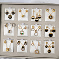 Western Exquisite Asymmetric Luxury Creative Polygon Geometric Band Shape Texture Glaze Heart Earrings Necklace Set