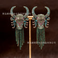 Vintage Breeze Earrings Vintage Fashionable Luxury Head Fringe Jewelry Set Heavy-Duty Full Diamond Earrings Necklace