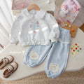 Girls' Cartoon Hoodie and Embroidered Pants Set