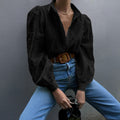 Women's Spring-Summer Casual Fashion Puff Sleeve Hollow-Out Loose Cardigan + Shirt 20 - White