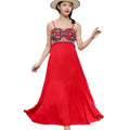 Ethnic Style Cotton Linen Embroidered Camisole Beach Dress