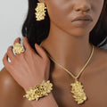 Overseas Export Western Metal Rose Flower Necklace Bracelet Set Earrings Ring Knot Wedding Middle East Women Banquet Set