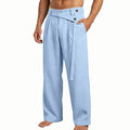 2026 customized men's clothing spring white bottom large size american style oblique waist linen cas