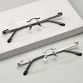 Gao Qisheng Style of F91092T Ultra-Light β Titanium Rimless Frame Accordion Temple Formal Men Prescription Glasses Frame
