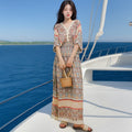 Women's Summer Chinese French Short Sleeve V-Neck Printed Dress + Skirt 2026 - 1-1#
