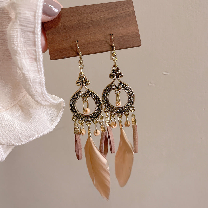 Bohemian Crystal Teardrop Beaded Tassel Earrings - view 9