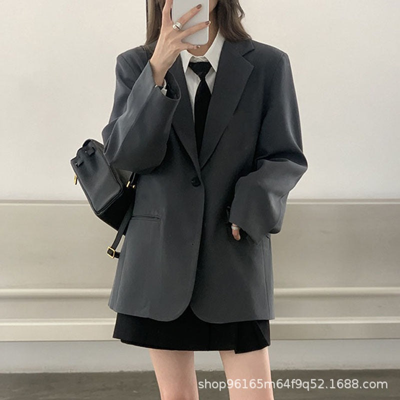 Women's Fall Korean Casual Petite Blazer 2026 - Gray