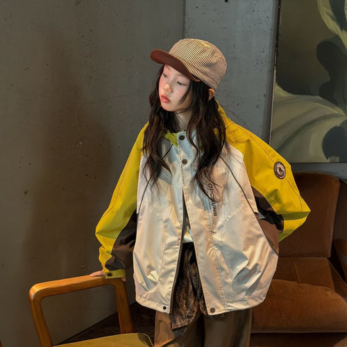 Girls' Workwear Contrast Hooded Hardshell