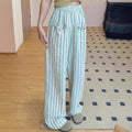Spring-Summer Korean Casual Plus Size High Waist Striped Drapey Loose Pants
