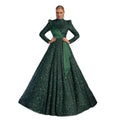 Sequin and Satin Party Gown - Creative Cocktail Graduation Prom Long Dress