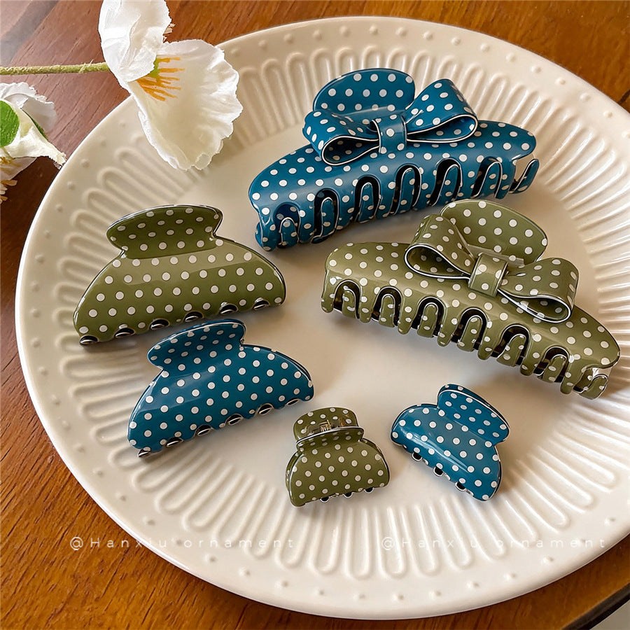 Korean Polka Dot Acrylic Hair Claw Clip - view 2