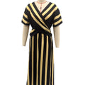 V-Neck Short Sleeve Flare Dress - Pleated Wide Swing Summer Vacation Dress Women