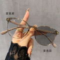 Photochromic Presbyopia Glasses Ultra-Light Style Contrast Bare Face Older Adults Fashionable HD Retro Round Anti-Blue-Light Reading