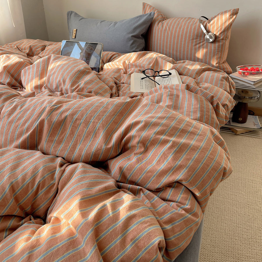 Mist Island Striped Washed Cotton 4-Piece Bedding Set - view 4