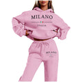 Fashion Plus Size Lined Printed Letter Print Hoodie Set