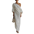 Off-Shoulder Long Sleeve Maxi Dress - High-End Fashion Pullover Style Women