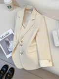 Women's Fall Korean Designer Blazer + Top 2026 | Casual Blouse - Black