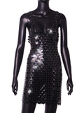 2026 Hot-Selling Metal Sequin Patchwork Bodycon Heart Print Dress, Stage Wear HD21187